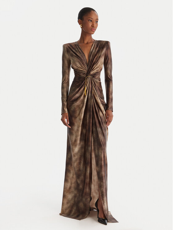Elisabetta Franchi Elisabetta Franchi Večerné šaty AB-R35-57E2-V840 Hnedá Slim Fit