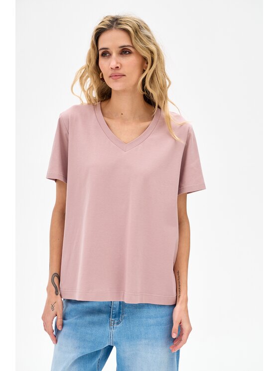 blue shadow blue shadow T-Shirt Mango Różowy Regular Fit