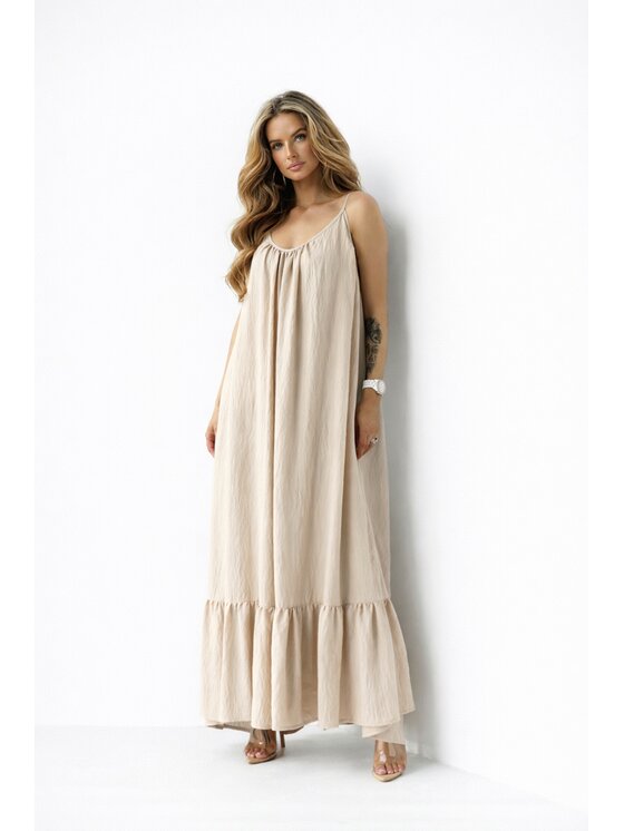 LilaLou LilaLou Sukienka letnia Gypsy Beżowy Oversize