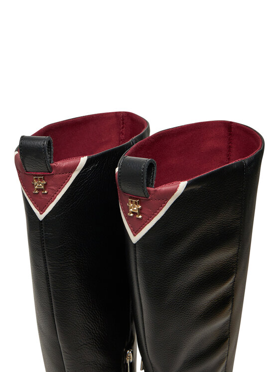 Tommy Hilfiger Tommy Hilfiger Csizma Long Boot Mid Wrapped Lthr Heel FW0FW08099 Fekete