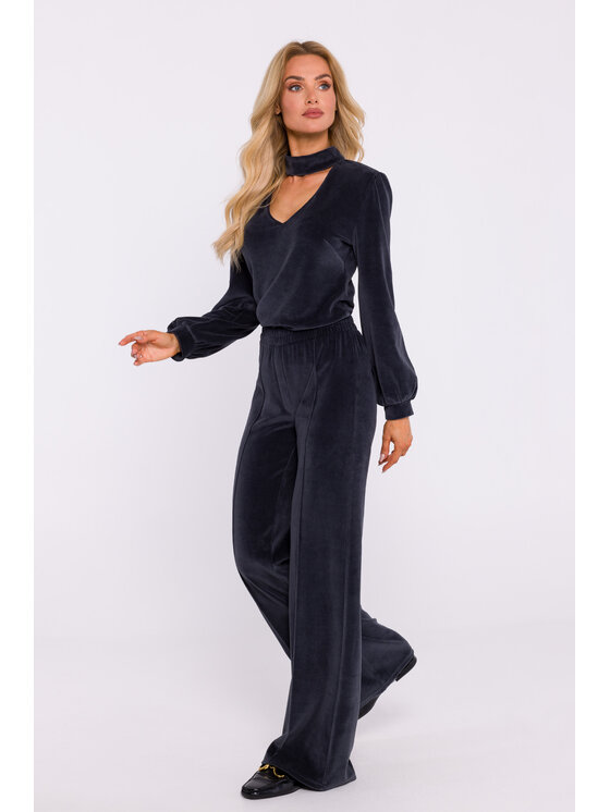 Made of Emotion Made of Emotion Culottes nohavice M830 Čierne rhodiované Wide Leg