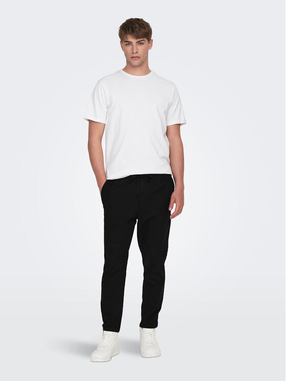 Only & Sons Only & Sons Auduma bikses 22024966 Melns Tapered Fit
