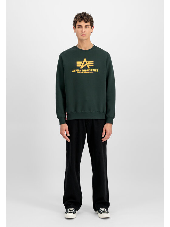 Alpha Industries Alpha Industries Mikina Basic Big Logo Sweatshirt Zelená Regular Fit