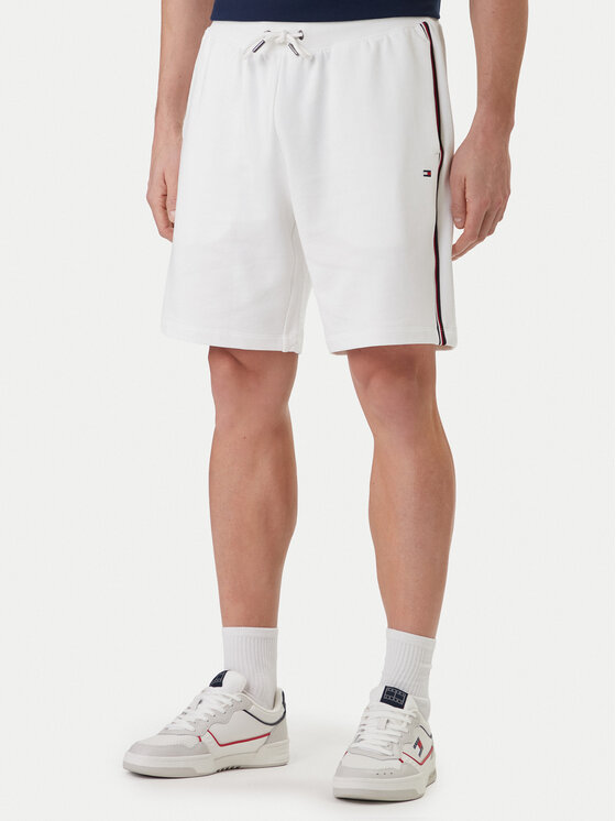 Tommy Hilfiger Tommy Hilfiger Pantaloncini sportivi Global Stripe MW0MW42883 Bianco Regular Fit