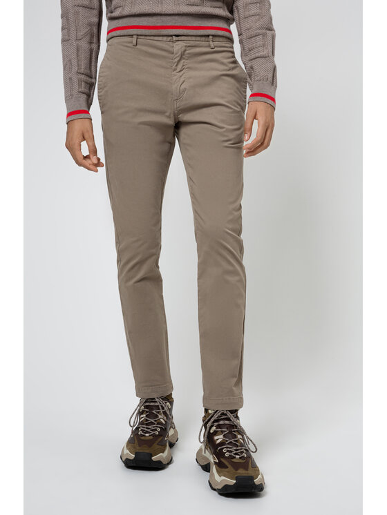 Hugo Bavlnené nohavice David204d 50437976 Béžová Slim Fit