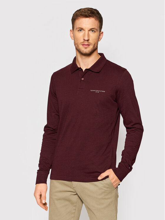 Tommy hilfiger burgundy sales polo