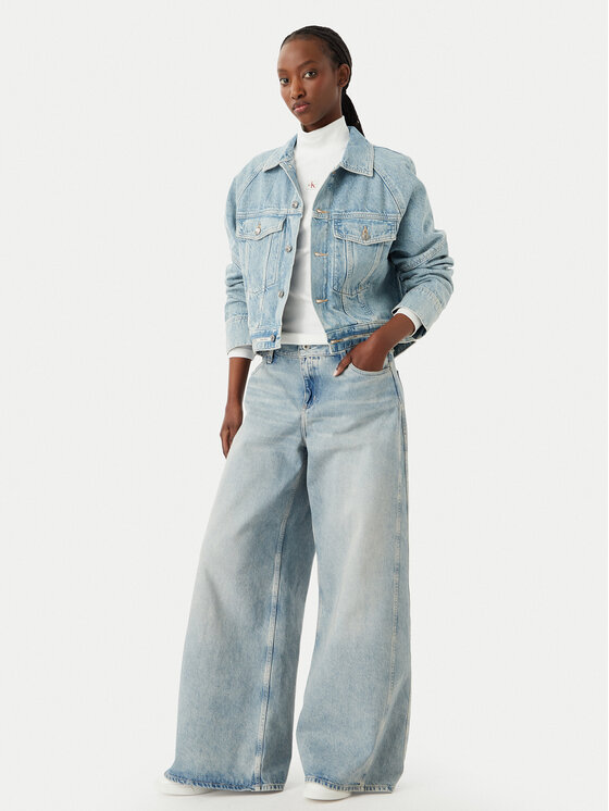 Calvin Klein Jeans Calvin Klein Jeans Jeans jakna LV047G726G Svetlo modra Boxy Fit