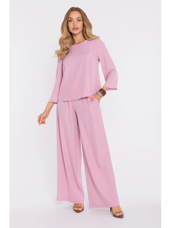 Made of Emotion Made of Emotion Spodnie palazzo M906 Różowy jasny Palazzo Fit
