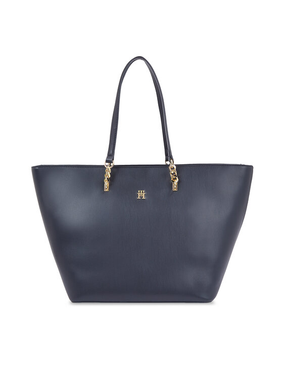 Geantă Tommy Hilfiger Th Refined Tote AW0AW16112 Space Blue DW6