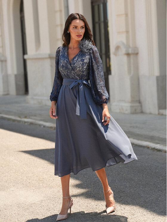 LIDIA KALITA LIDIA KALITA Sukienka koktajlowa Capri Granatowy Flare Fit