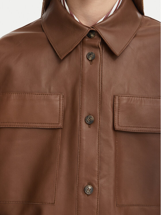 Weekend Max Mara Weekend Max Mara Μπουφάν δερμάτινο Piovra 2625446021 Καφέ Regular Fit