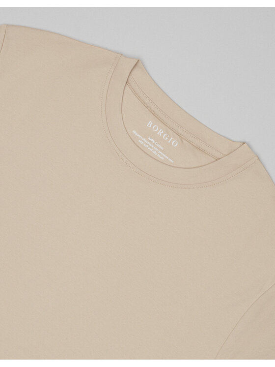 Borgio Borgio T-Shirt Milan_bz Beżowy Slim Fit