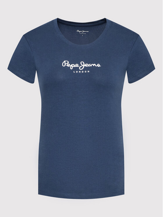 Pepe Jeans Pepe Jeans T-Shirt New Virgina PL505202 Tmavomodrá Slim Fit