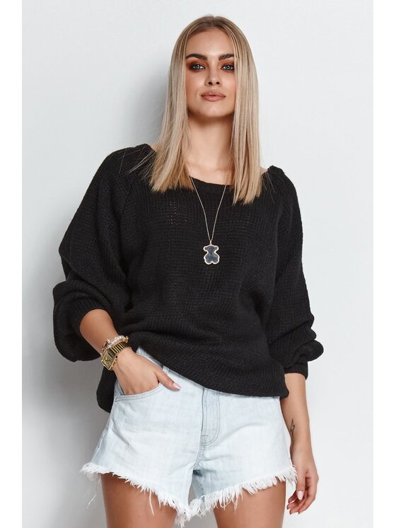 Makadamia Makadamia Sweter S114 Czarny Oversize