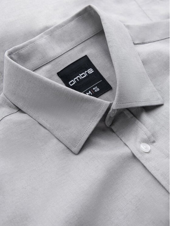 Ombre Ombre Košile OM-SHCS-0175 Šedá Slim Fit