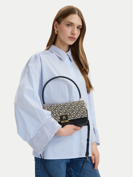 Tommy Hilfiger Tommy Hilfiger Дамска чанта Th Her Med Crossover Jacqu AW0AW18638 Тъмносин