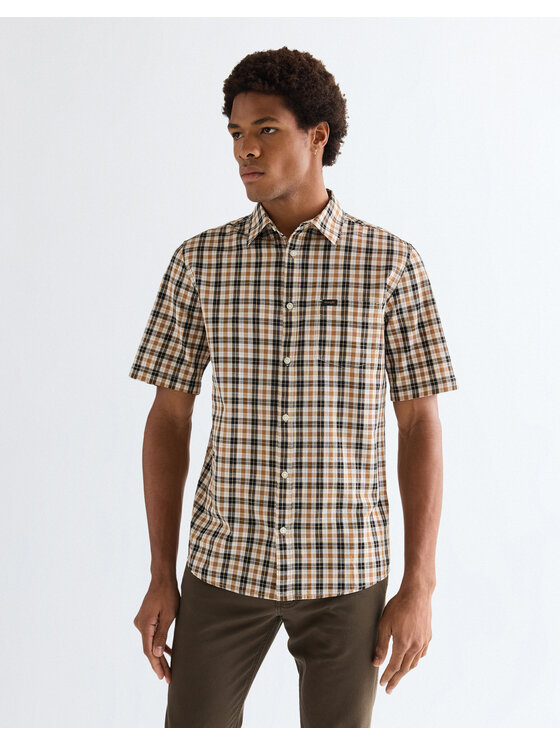 Wrangler Wrangler Koszula SS 1 PKT SHIRT Czerwony Regular Fit