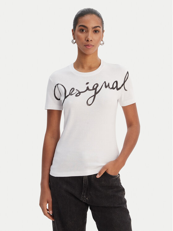 Desigual T-Shirt 26SWTK07 Biały Regular Fit