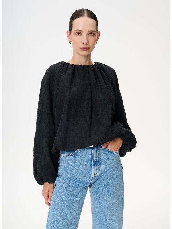 LEBRAND LEBRAND Bluzka Lugano Czarny Regular Fit