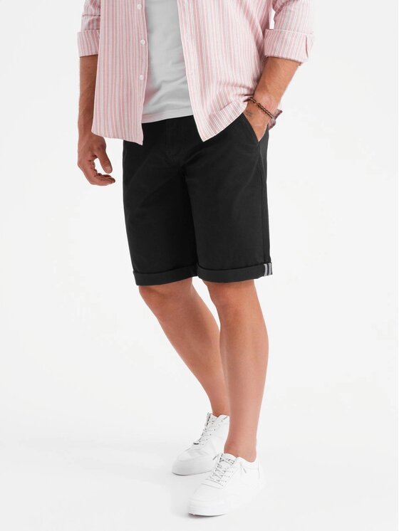 Ombre Ombre Szorty materiałowe OM-SRCS-0197 Czarny Regular Fit