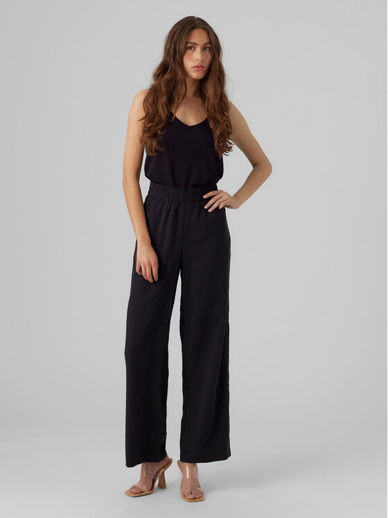Vero Moda Vero Moda Kalhoty z materiálu Carmen 10278926 Černá Wide Leg