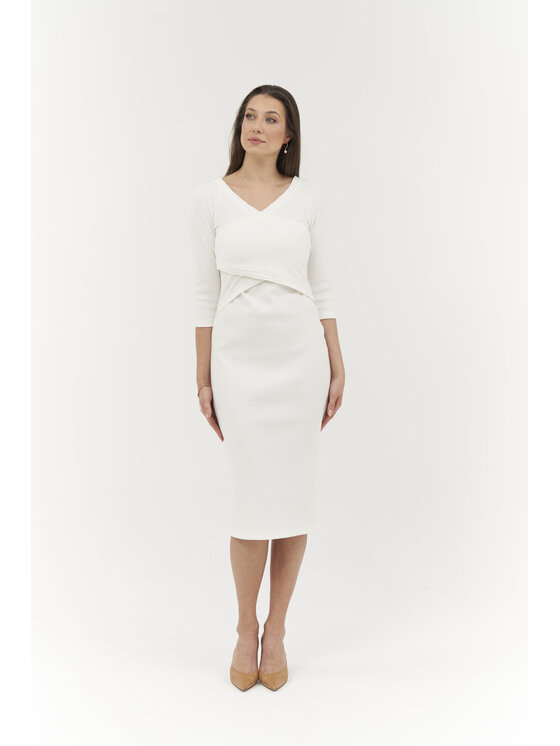 Ciepielewska Ciepielewska Sukienka codzienna ANGELA Biały Flattering Fit