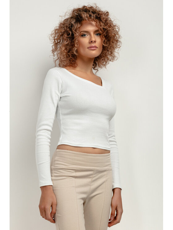 Tessita Tessita Bluzka T420/1/XL Biały Slim Fit