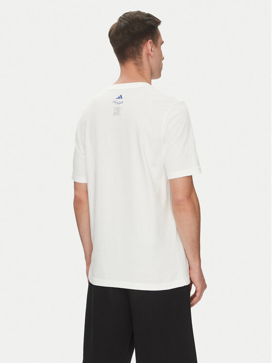 adidas adidas T-Shirt Lounge Drink Graphic JJ4013 Biały Regular Fit