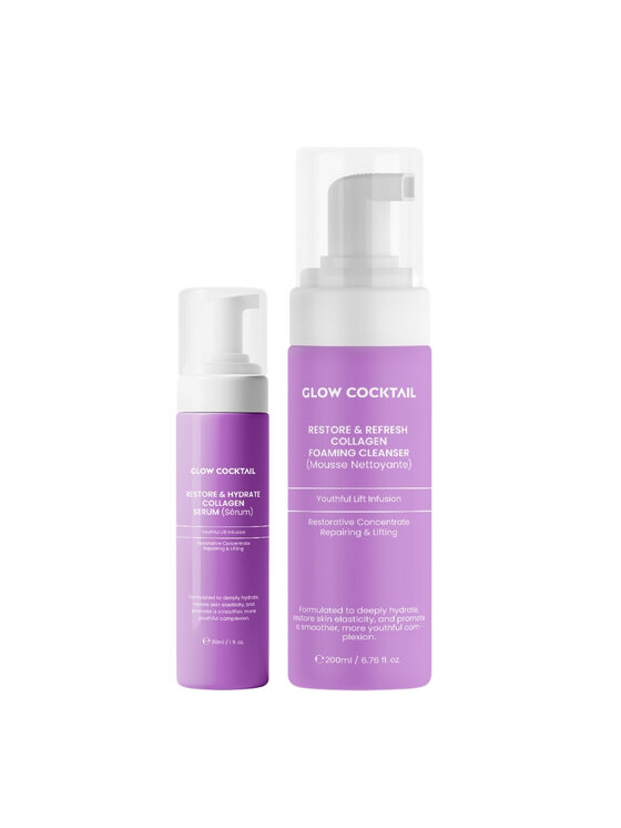 Glow Cocktail Glow Cocktail Serum kolagenowe Restore & Hydrate 30 ml + pianka oczyszczająca Restore & Refresh Collagen 200 ml Zestaw do pielęgnacji skóry