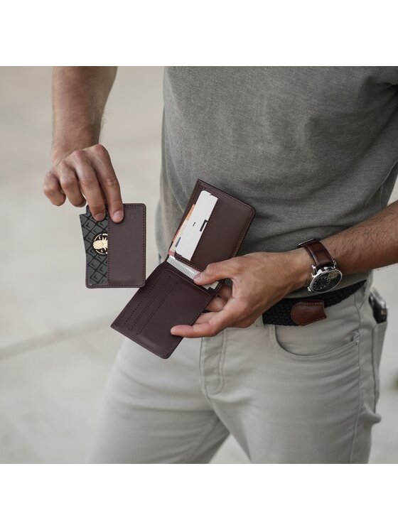 James Hawk James Hawk Mały Portfel Męski Męski skórzany portfel slim z RFID Brązowy