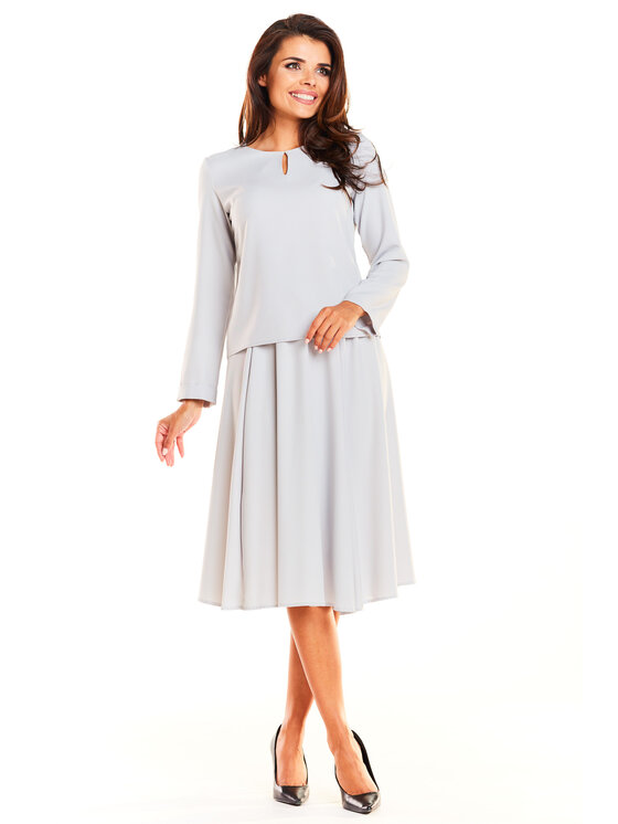 Awama Awama Sukienka codzienna A237 Szary Basic Fit