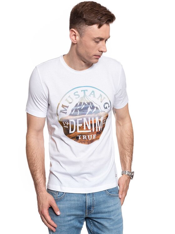 Mustang Mustang T-shirt ALEX C PRINT Bianco Regular Fit
