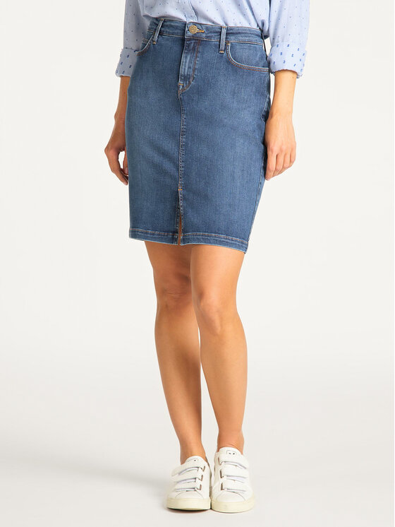 Lee Lee Džinsinis sijonas Pencil L38GMHQD 112108185 Tamsiai mėlyna Slim Fit