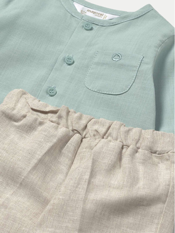 Mayoral Mayoral Set cămașă și pantaloni din material textil 1564 Verde Regular Fit