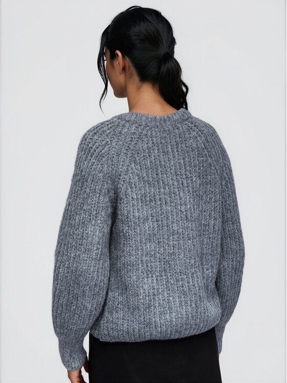 Ombre Ombre Sweter OW-SW-E0071 Szary Relaxed Fit