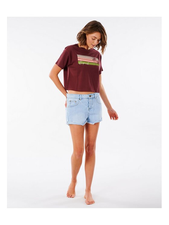 Rip Curl Rip Curl T-Shirt Tallows Crop Tee Czerwony Relaxed Fit