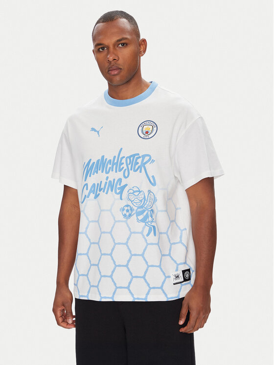 Puma Puma T-Shirt CWC Hoops x Man City 631695 Biały Regular Fit
