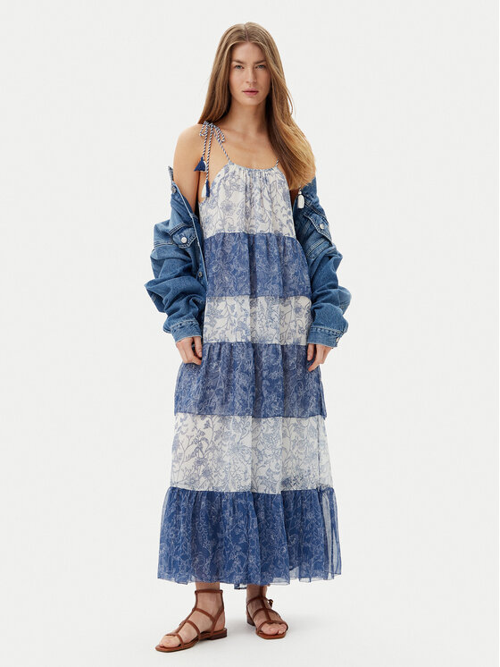 Pepe Jeans Pepe Jeans Φόρεμα καλοκαιρινό PL953739 Μπλε Loose Fit