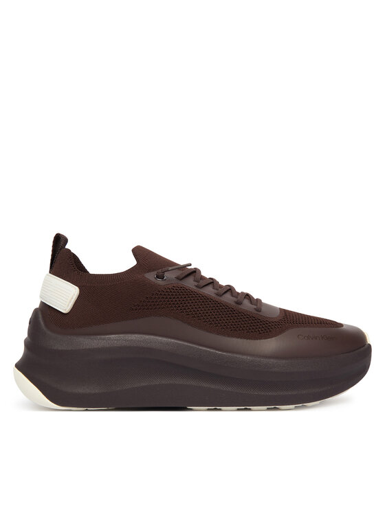 Calvin Klein Calvin Klein Sneakersy Chunky Runner Lace Up Sock Knit YW0YW02033 Brązowy