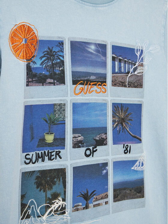 Guess Guess Tricou L5GI11 K8HM4 Albastru celest Regular Fit