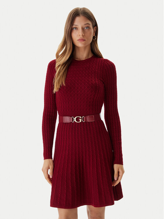 Guess Guess Rochie tricotată W5BK68 Z2YJ2 Roșu Slim Fit