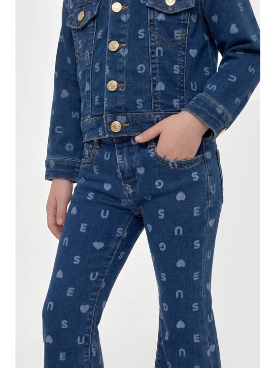Guess Kids Guess Kids Kalhoty z materiálu 183610 Modrá Regular Fit