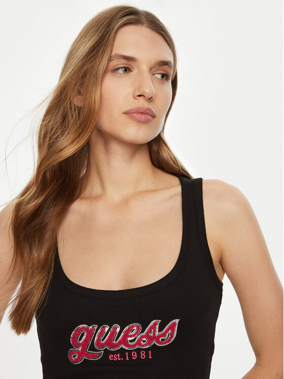 Guess Guess Τοπ W5RP03 KA0H1 Μαύρο Regular Fit