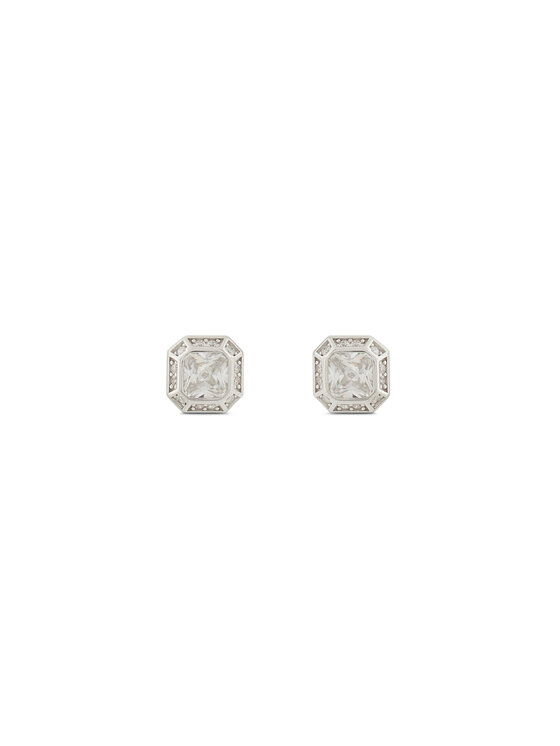 Cercei ICED STUFF Emerald Cut Aur alb