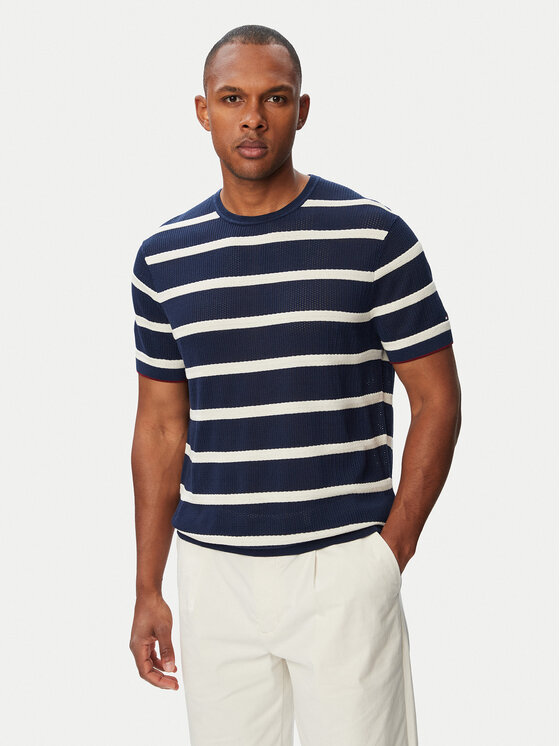 Tommy Hilfiger Pulover Breton MW0MW43942 Bleumarin Regular Fit