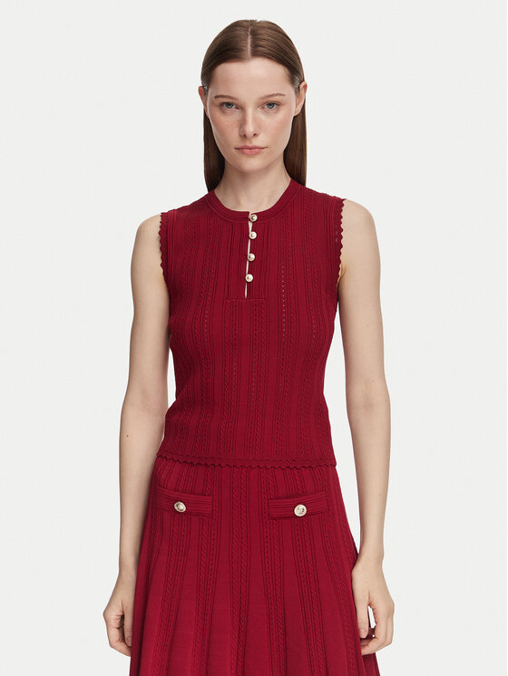 Guess Bluză W6YR24 Z0970 Vișiniu Slim Fit