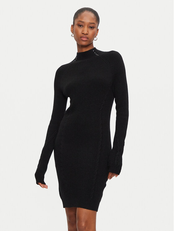 Fracomina Fracomina Плетена рокля FR24WD5007K502R9 Черен Slim Fit