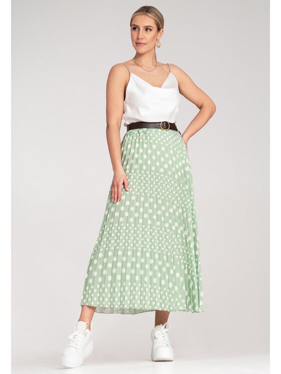 FIGL FIGL Gonna plissettata M1155 Verde Flared Fit