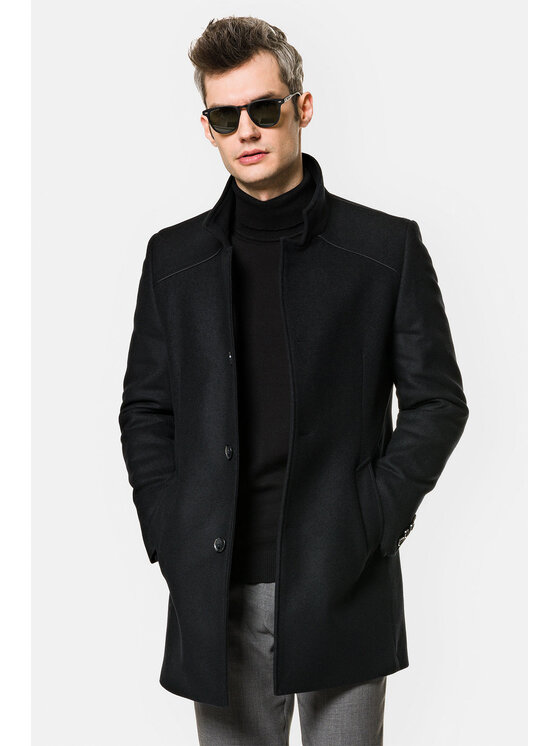 Lancerto Lancerto Płaszcz wełniany Haga KU054222000003 Czarny Regular Fit
