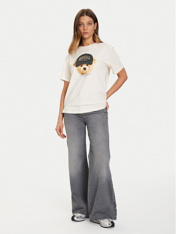 Guess Guess Tričko V5BI09 I3Z14 Écru Relaxed Fit
